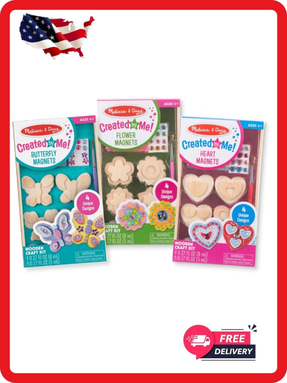 Melissa & Doug Decorate Your Own Wooden Magnets Craft Kit 12 Magnets Kids